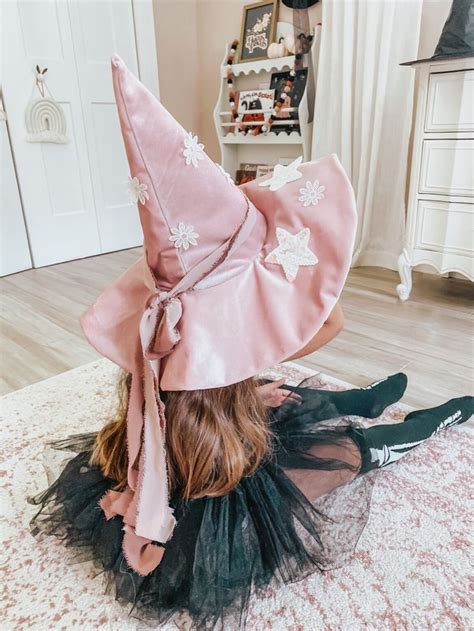 Carnation pink velvet witch hat